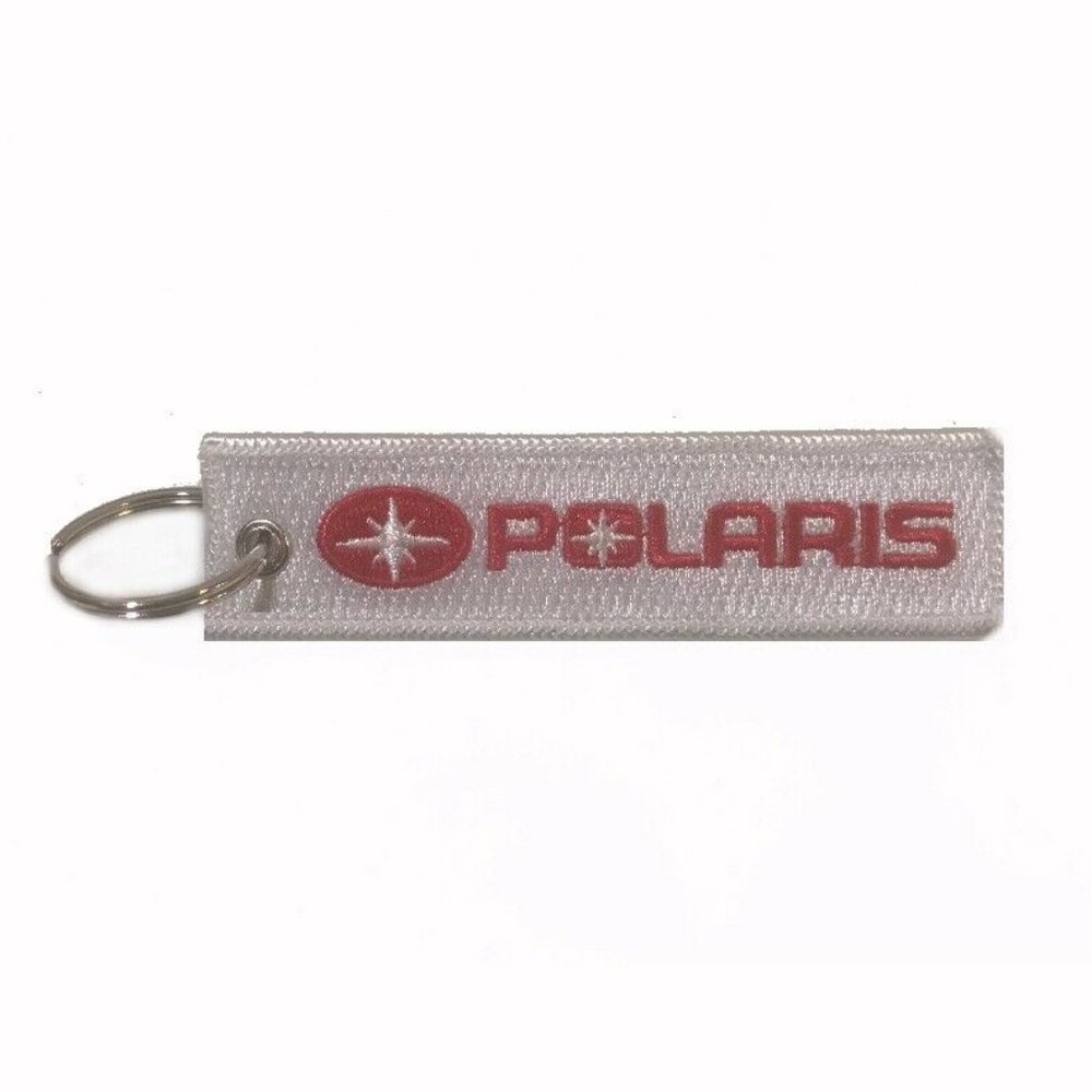 Polaris White-Red Key Chain Fob Embroidered - NEW Fast Ship
